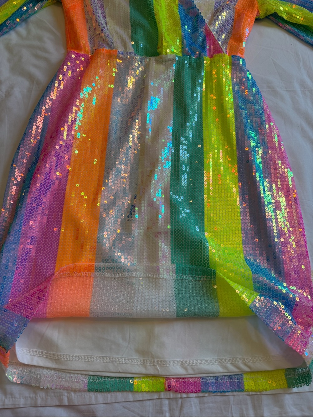 Ivy City Co Striped Sequin Long Sleeve Mini Dress Size Medium Colorful - Picture 8 of 9